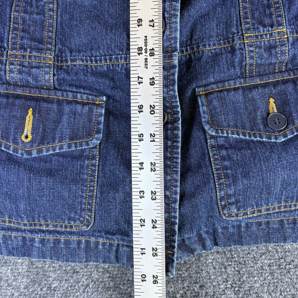 Jones New York Jeans Jacket Women Large Blue Denim Cotton Utility Button Front - Picture 3 of 8